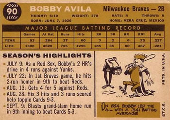 Bobby Avila  baseball card collectible - Main Image 2