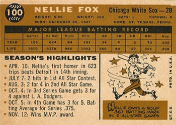 Nellie Fox  baseball card collectible - Main Image 2