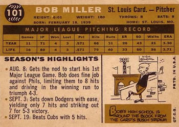 Bob Miller  baseball card collectible - Main Image 2