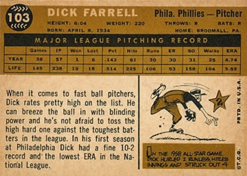 Dick Farrell  baseball card collectible - Main Image 2