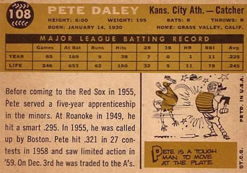 Pete Daley  baseball card collectible - Main Image 2