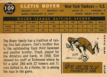 Cletis Boyer  baseball card collectible - Main Image 2