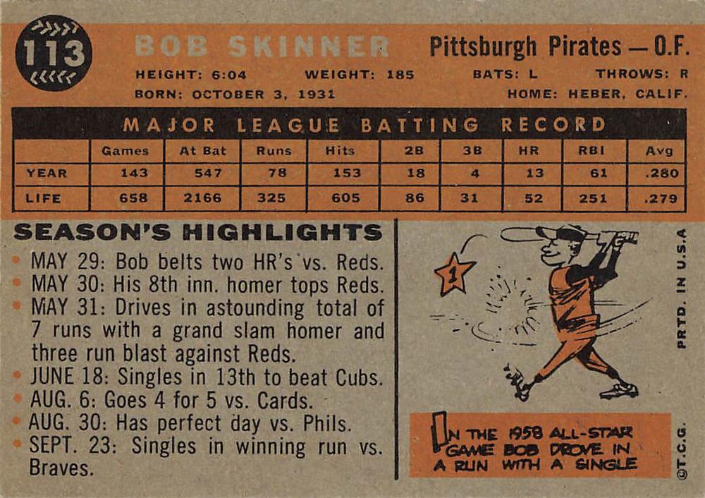 Bob Skinner  baseball card collectible - Main Image 2