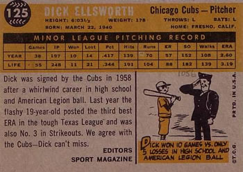 Dick Ellsworth  baseball card collectible - Main Image 2