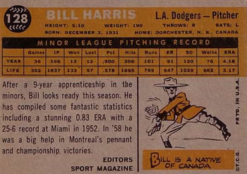 Bill Harris  baseball card collectible - Main Image 2