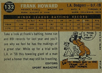 Frank Howard  baseball card collectible - Main Image 2