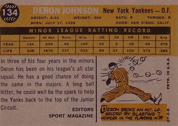 Deron Johnson  baseball card collectible - Main Image 2