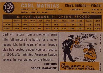 Carl Mathias  baseball card collectible - Main Image 2