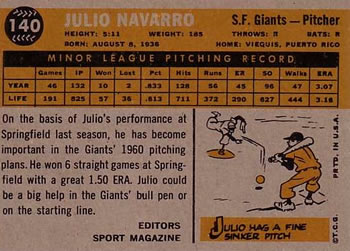 Julio Navarro  baseball card collectible - Main Image 2
