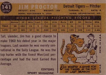 Jim Proctor  baseball card collectible - Main Image 2