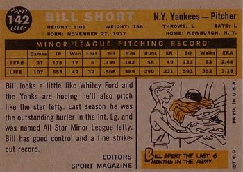 Bill Short  baseball card collectible - Main Image 2