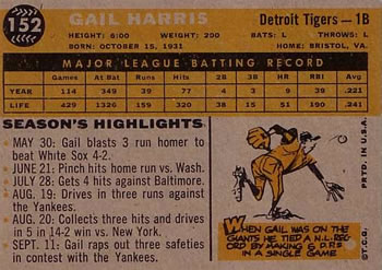 Gail Harris  baseball card collectible - Main Image 2