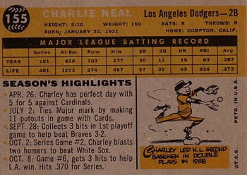 Charlie Neal  baseball card collectible - Main Image 2