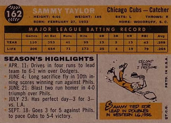 Sammy Taylor  baseball card collectible - Main Image 2