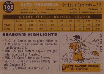 Alex Grammas  baseball card collectible - Main Image 2