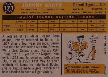 Johnny Groth  baseball card collectible - Main Image 2