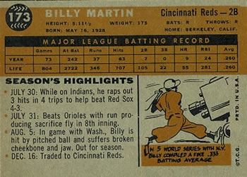 Billy Martin  baseball card collectible - Main Image 2