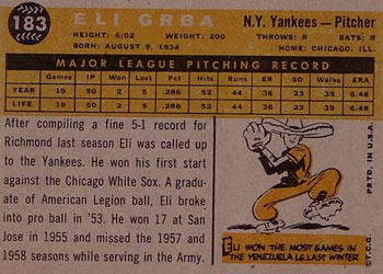 Eli Grba  baseball card collectible - Main Image 2