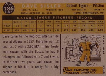 Dave Sisler  baseball card collectible - Main Image 2