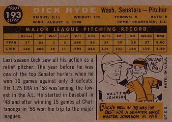 Dick Hyde  baseball card collectible - Main Image 2