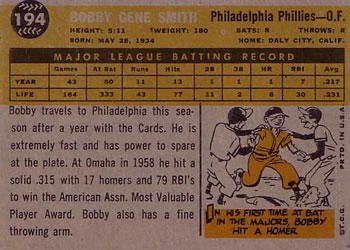 Bobby Gene Smith  baseball card collectible - Main Image 2