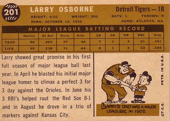 Larry Osborne  baseball card collectible - Main Image 2