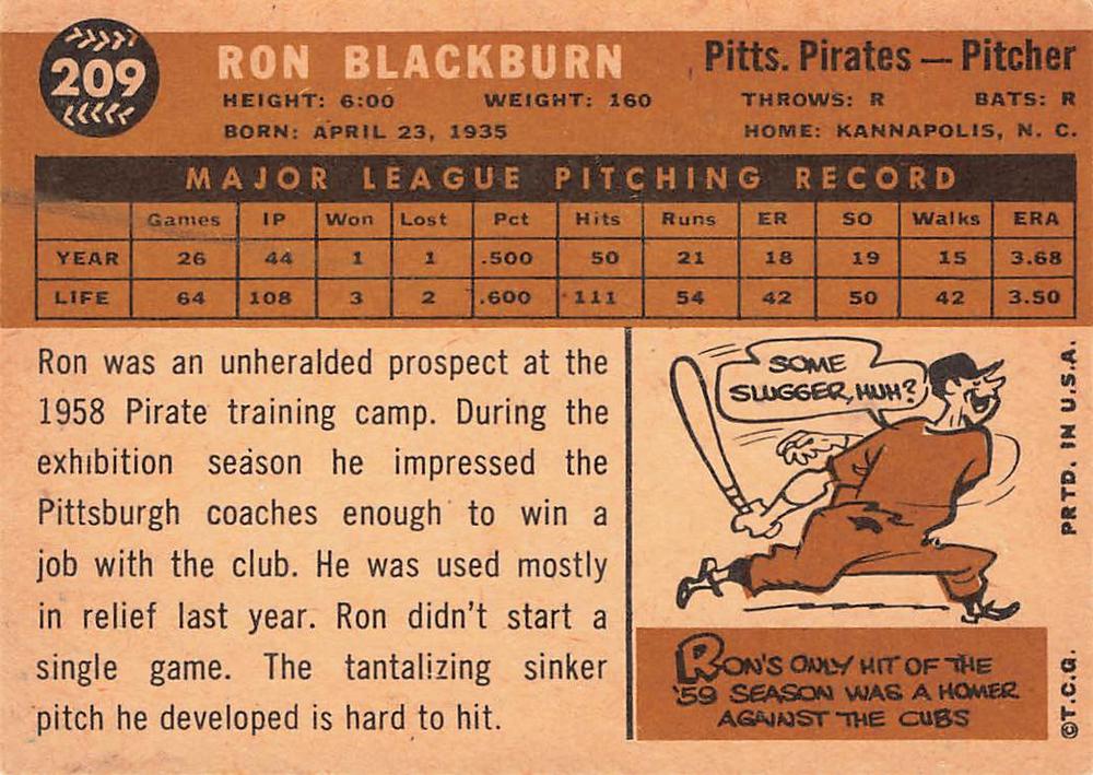 Ron Blackburn  baseball card collectible - Main Image 2