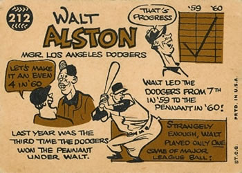 Walt Alston  baseball card collectible - Main Image 2