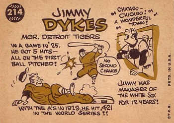 Jimmie Dykes  baseball card collectible - Main Image 2
