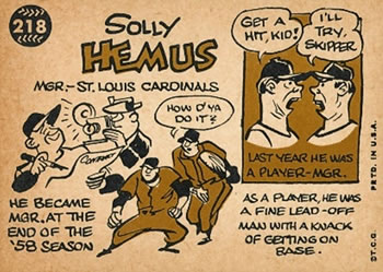 Solly Hemus  baseball card collectible - Main Image 2