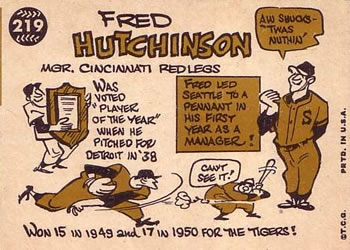 Fred Hutchinson  baseball card collectible - Main Image 2