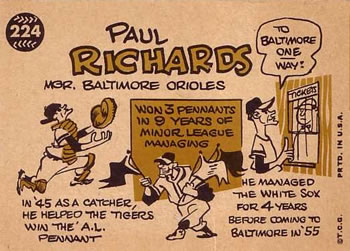 Paul Richards  baseball card collectible - Main Image 2