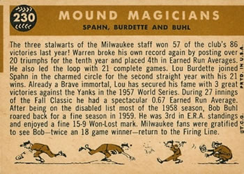 Mound Magicians (Lew Burdette / Warren Spahn / Bob Buhl)  baseball card collectible - Main Image 2