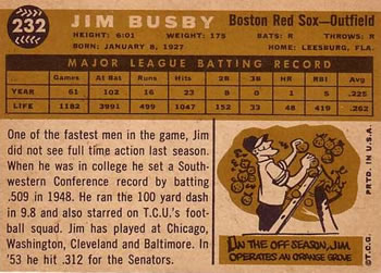 Jim Busby  baseball card collectible - Main Image 2