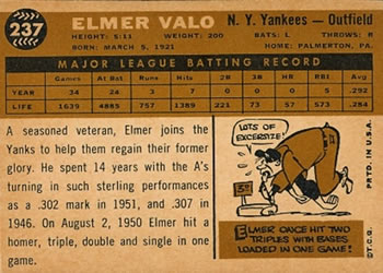 Elmer Valo  baseball card collectible - Main Image 2