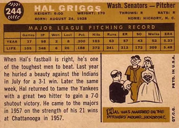 Hal Griggs  baseball card collectible - Main Image 2