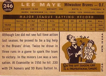 Lee Maye  baseball card collectible - Main Image 2