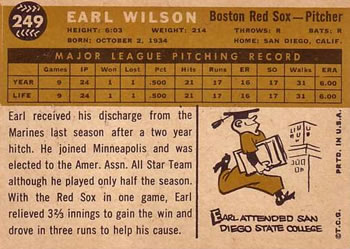 Earl Wilson  baseball card collectible - Main Image 2