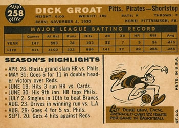 Dick Groat  baseball card collectible - Main Image 2