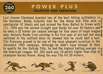 Power Plus (Rocky Colavito / Tito Francona)  baseball card collectible - Main Image 2