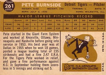 Pete Burnside  baseball card collectible - Main Image 2