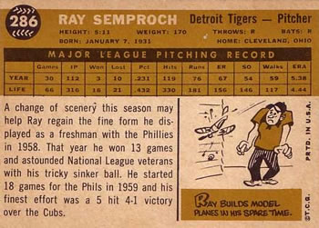 Ray Semproch  baseball card collectible - Main Image 2