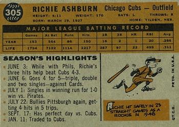 Richie Ashburn  baseball card collectible - Main Image 2