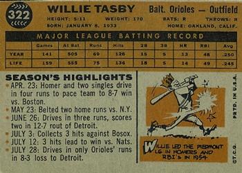 Willie Tasby  baseball card collectible - Main Image 2