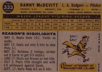 Danny McDevitt  baseball card collectible - Main Image 2