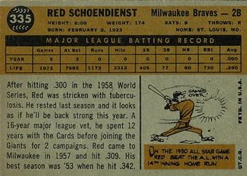 Red Schoendienst  baseball card collectible - Main Image 2