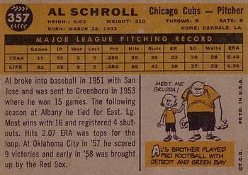 Al Schroll  baseball card collectible - Main Image 2