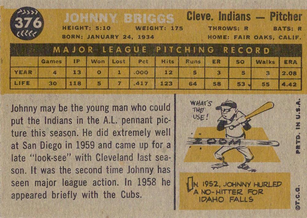 Johnny Briggs  baseball card collectible - Main Image 2