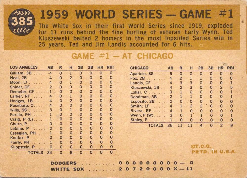 1959 World Series Game #1 - Neal Steals Second  baseball card collectible - Main Image 2