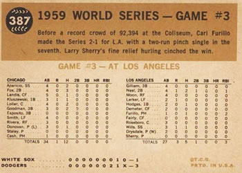 1959 World Series Game #3 - Furillo Breaks up Game  baseball card collectible - Main Image 2